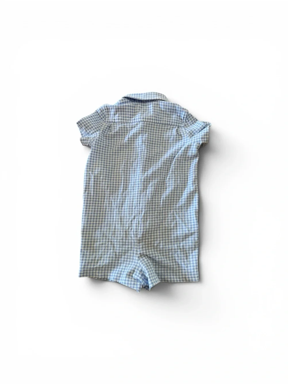 Ralph Lauren Light Blue & White Gingham Baby Romper